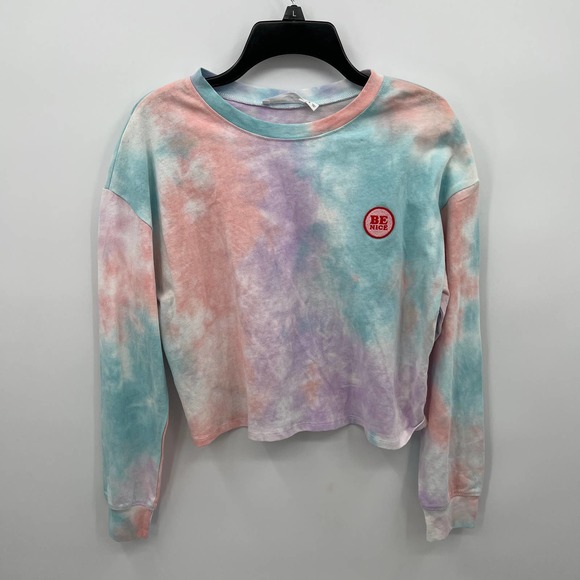 All in Favor Tops - All in Favor Women's "Be Nice" Long Sleeve Tie Dye Crop Top Size Small
